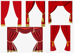五款红色舞台帷幕矢量图素材