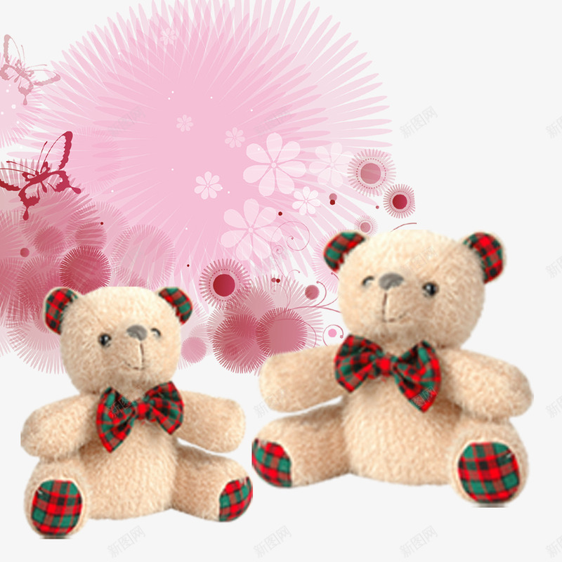 粉色背景两只小熊png免抠素材_新图网 https://ixintu.com 小熊 布偶 玩偶 玩具 粉色 装饰图案