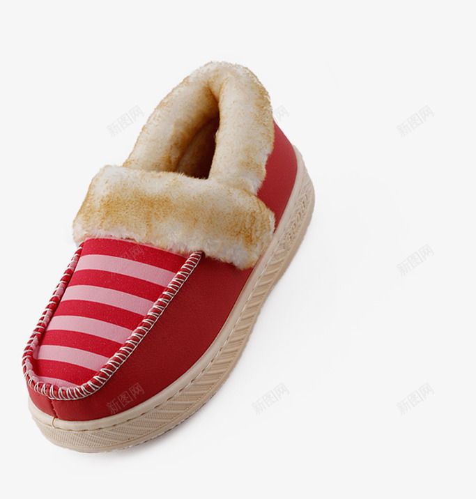 红色条纹冬季棉拖鞋png免抠素材_新图网 https://ixintu.com 冬季 拖鞋 条纹 红色