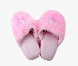 冬季拖鞋毛毛粉色的女拖鞋高清图片