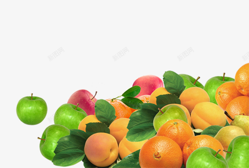 夏季水果堆png免抠素材_新图网 https://ixintu.com 树叶 橘子 水果 苹果