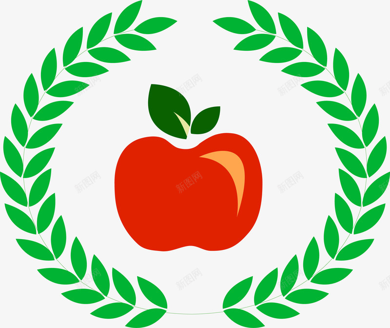 麦穗图案边框和苹果图案图标png_新图网 https://ixintu.com 创意 卡通 图标 标签 水果 红苹果 苹果 麦穗图案