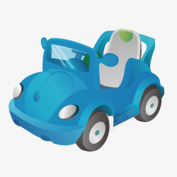 卡通蓝色的儿童玩具车矢量图素材