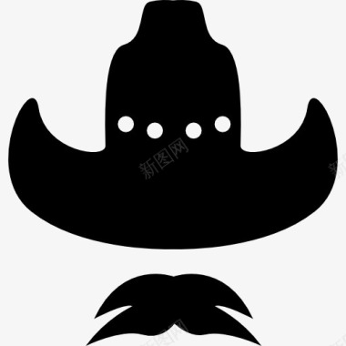 牛仔帽和小胡子图标图标