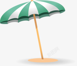 夏季绿色条纹沙滩伞素材