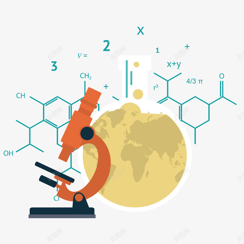 显微镜科学png免抠素材_新图网 https://ixintu.com 显微镜 科学 素材 组合 观察