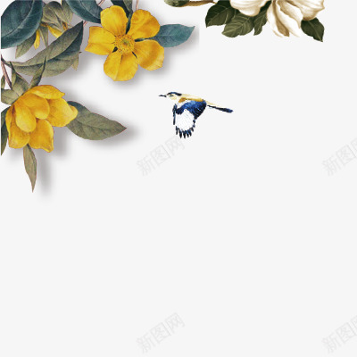 花鸟png免抠素材_新图网 https://ixintu.com 富贵花 小鸟 花儿