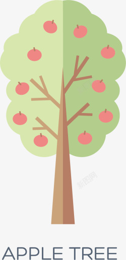 水彩苹果树矢量图素材