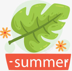夏天手绘绿色桑叶素材