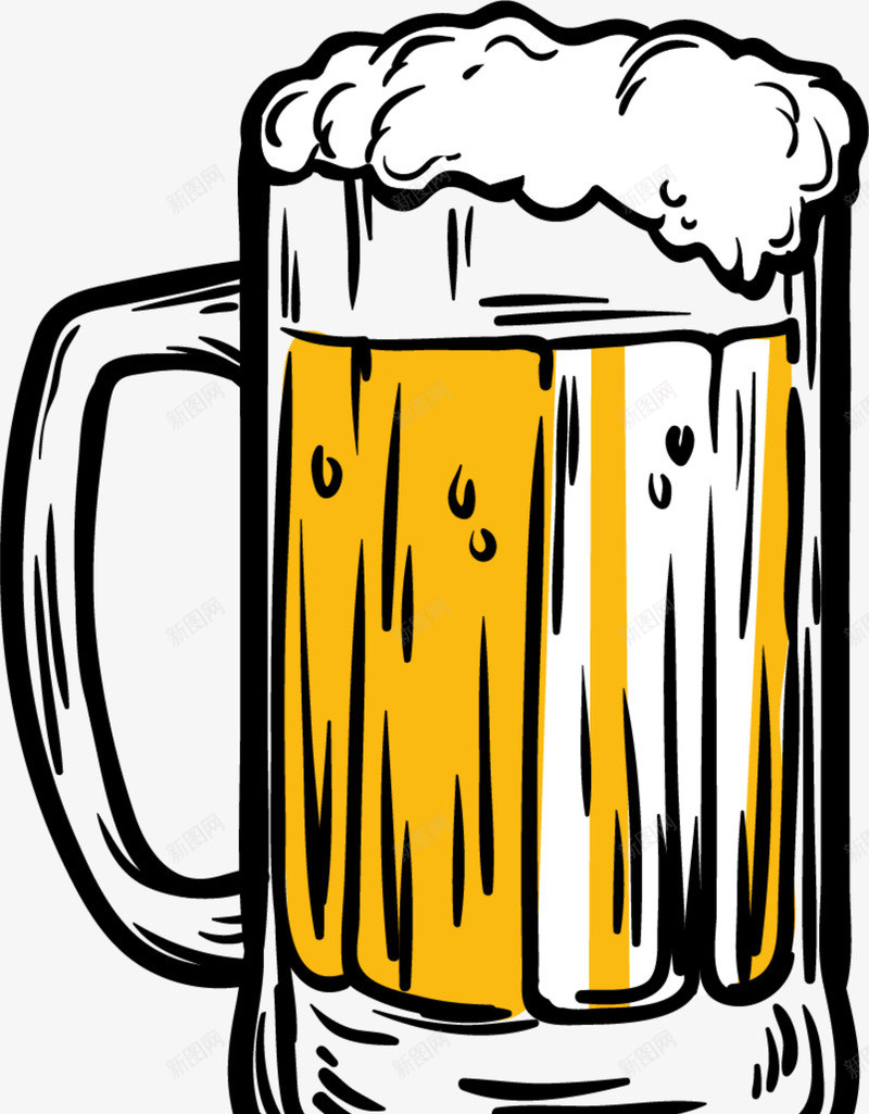 夏季手绘黄色啤酒png免抠素材_新图网 https://ixintu.com 一杯啤酒 夏季啤酒 手绘啤酒 画画 绘画 黄色啤酒