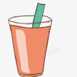 一杯西瓜汁手绘卡通一杯西瓜汁高清图片