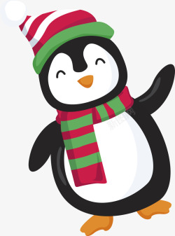 小企鹅图案冬季企鹅装饰矢量图高清图片