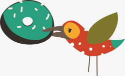 彩色小鸟吃食森林动物卡通插画素矢量图素材