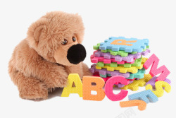 婴儿玩字母创意玩具小熊玩拼板高清图片