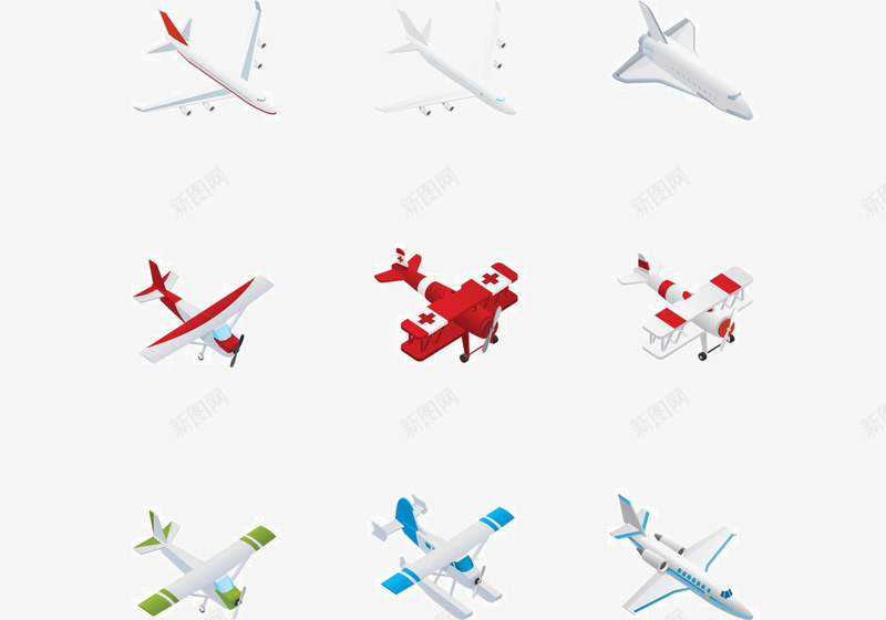 小清新飞机图标png_新图网 https://ixintu.com 合集 图标 彩色 旅游 飞机