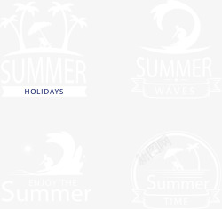 度假标志4款白色精致夏季度假标志矢量图高清图片
