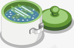 煲汤组合绿色电饭煲中国传统煲汤美食矢量图高清图片