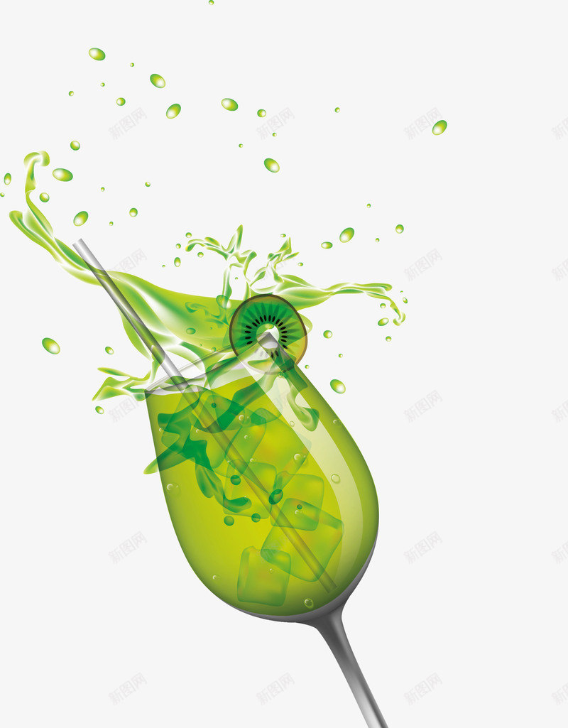 夏季飞溅的绿色果汁png免抠素材_新图网 https://ixintu.com 一边果汁 四处飞溅 夏季果汁 猕猴桃汁 绿色果汁 飞溅的果汁