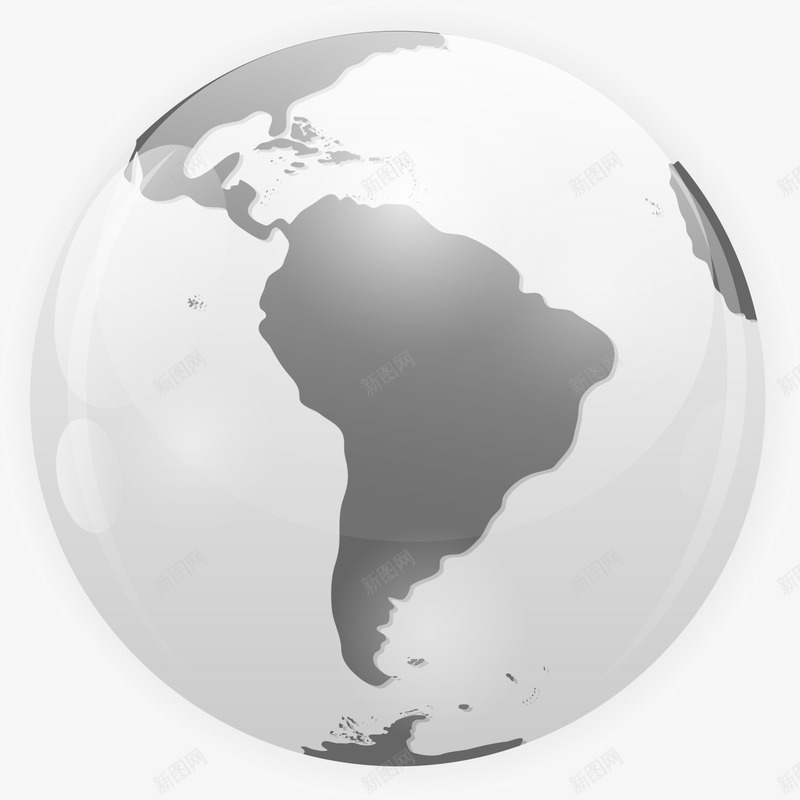 创意白色科技地球png免抠素材_新图网 https://ixintu.com 创意地球 灰色大洲 白色光晕 白色地球 科技地球 质感