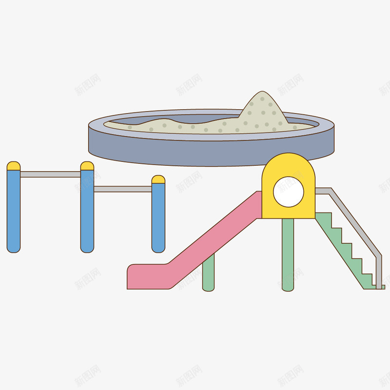 卡通儿童乐园玩具png免抠素材_新图网 https://ixintu.com 儿童滑梯 卡通 沙子 游乐场 滑梯 玩耍 简图