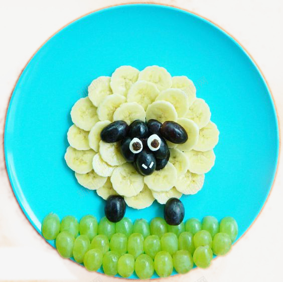 一只羊可爱水果摆盘png免抠素材_新图网 https://ixintu.com 可爱动物造型 有爱的食物 水果摆盘 苹果摆盘 香蕉羊
