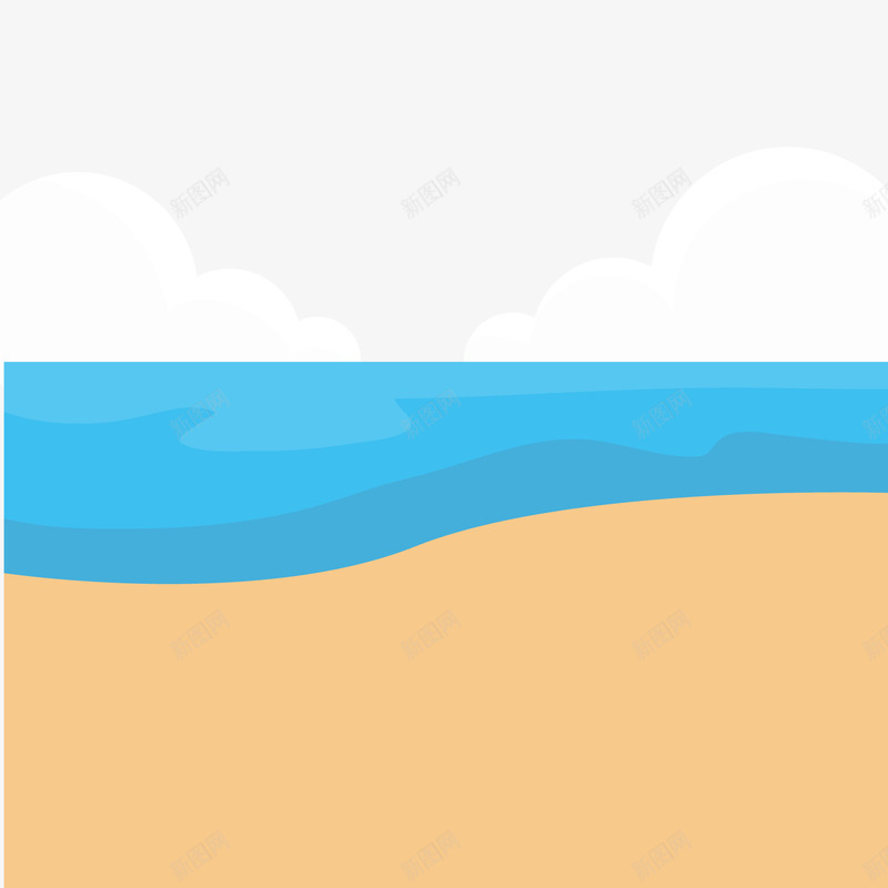 夏季蓝色海洋沙滩png免抠素材_新图网 https://ixintu.com 卡通沙滩 夏季沙滩 背景装饰 蓝色海洋