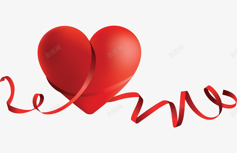 红色的心和丝带png免抠素材_新图网 https://ixintu.com 丝带 心形 矢量装饰 红色的心 装饰