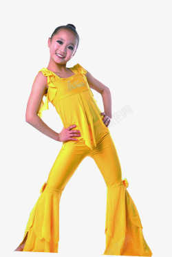 黄色舞台舞蹈女孩素材