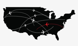 美国飞机航线图素材