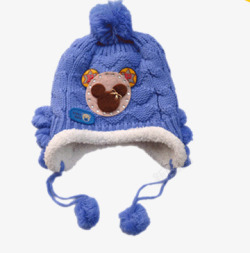 冬季毛线帽蓝色毛线帽子高清图片