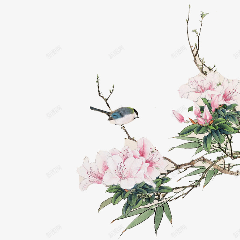 喜在枝头png免抠素材_新图网 https://ixintu.com 中国风 喜在枝头 小鸟 粉色 花朵 花枝