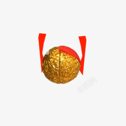 花色布球金色球上的丝带高清图片