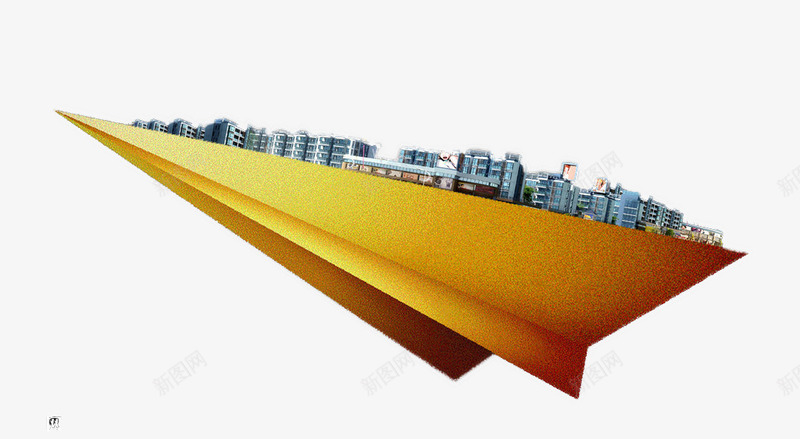 黄色至飞机上的城市png免抠素材_新图网 https://ixintu.com 免抠素材 城市 建筑 黄色纸飞机