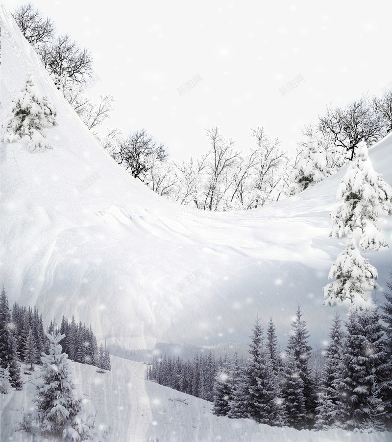 美丽的冬季景色psd免抠素材_新图网 https://ixintu.com 下雪 冬景 雪山坡 雪山索道 雪景