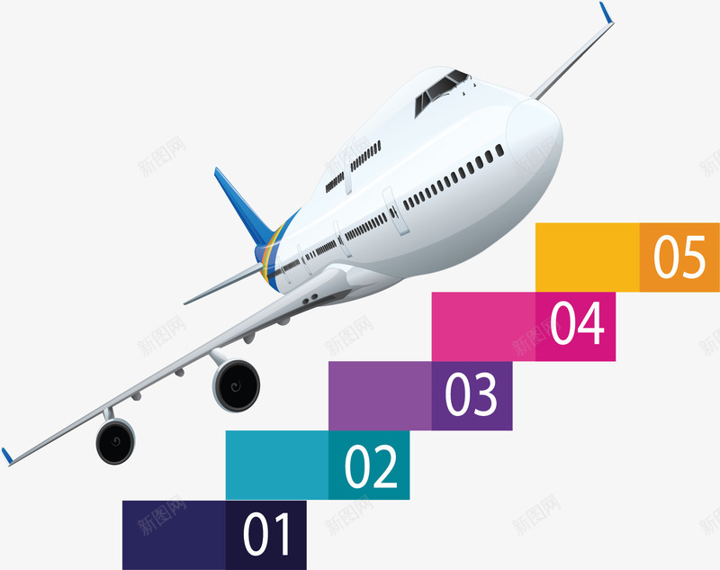 白色飞机阶梯图表矢量图ai免抠素材_新图网 https://ixintu.com 步骤图 白色飞机 矢量png 递进图 阶梯 阶梯图表 矢量图