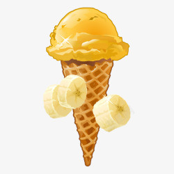 夏日香蕉冰淇淋矢量图素材