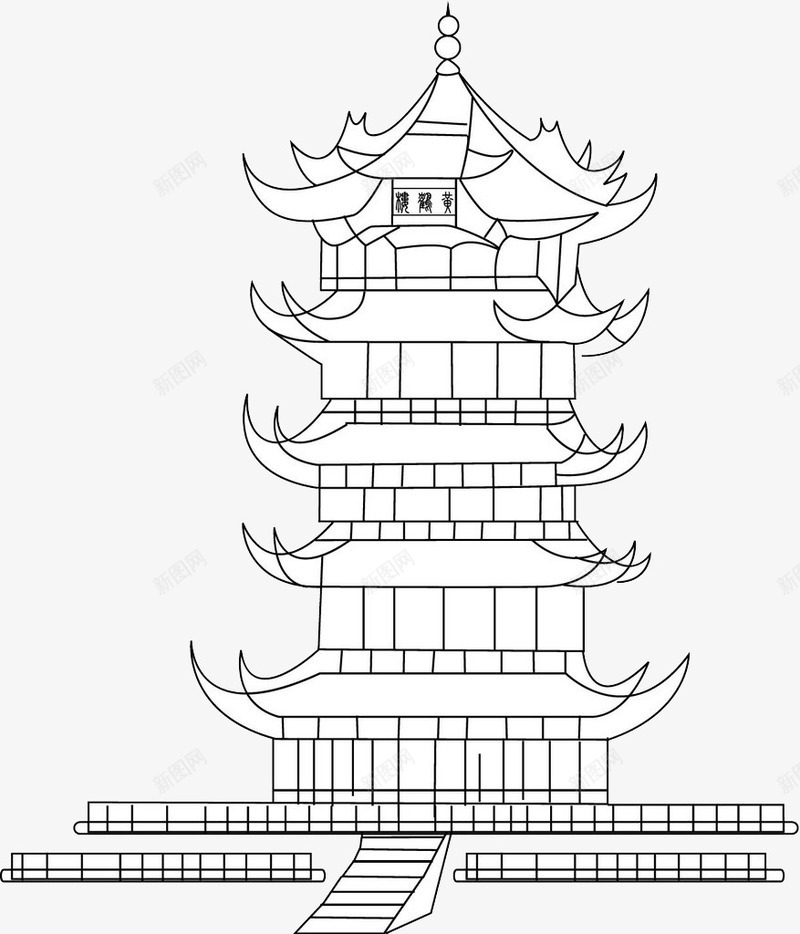 简笔画古代楼阁png免抠素材_新图网 https://ixintu.com 古代楼阁 楼阁 简笔画素材