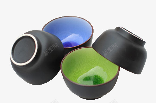 瓷碗组合png免抠素材_新图网 https://ixintu.com 实物图片 瓷碗 碗 绿色 蓝色