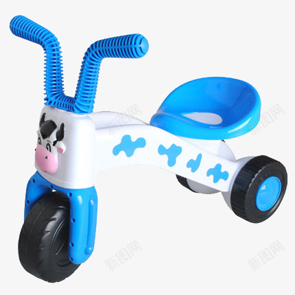 蓝色小牛三轮车玩具png免抠素材_新图网 https://ixintu.com 三轮车 玩具 蓝色