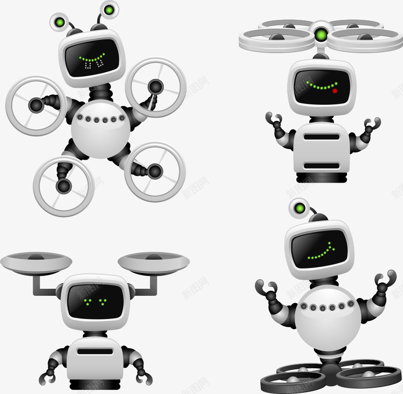 飞机机器人png免抠素材_新图网 https://ixintu.com 卡通机器人 机器人 矢量机器人 飞行机器人