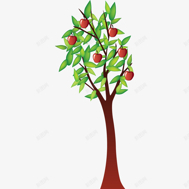 手绘苹果树png免抠素材_新图网 https://ixintu.com 手绘树木 树木 苹果树