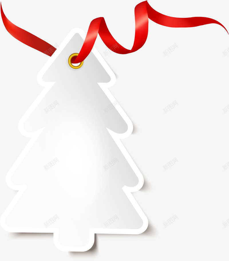 圣诞节白色圣诞树png免抠素材_新图网 https://ixintu.com 喜庆 圣诞树卡片 圣诞节 旋转丝带 白色圣诞树 红色丝带