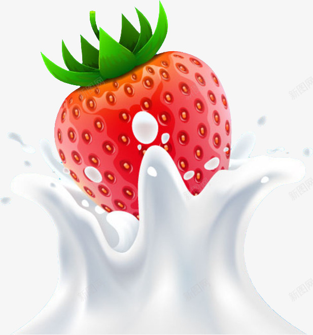 草莓牛奶喷溅png免抠素材_新图网 https://ixintu.com 喷溅 牛奶 草莓
