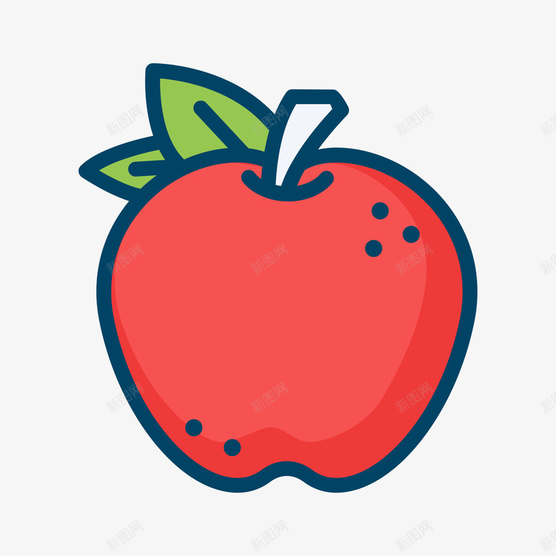 红色手绘弯曲苹果食物矢量图图标eps_新图网 https://ixintu.com 卡通图标 弯曲 手绘 植物 水果 红色 绿色 美食 苹果 食物 矢量图