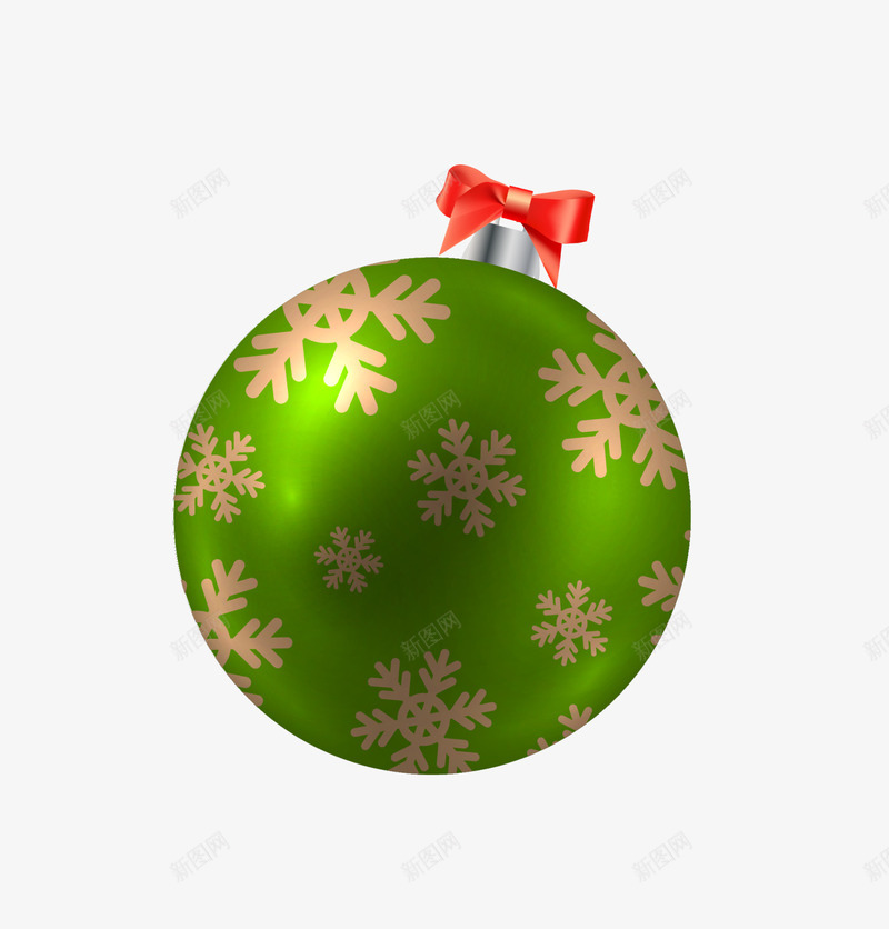 圣诞节绿色圣诞球png免抠素材_新图网 https://ixintu.com 圣诞节吊球 红色蝴蝶结 绿色光晕 绿色圣诞球 质感 金色雪花