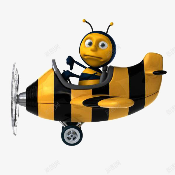 卡通蜜蜂png免抠素材_新图网 https://ixintu.com 卡通 蜜蜂素材 飞机 黄色