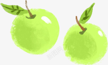 手绘彩绘绿色的青苹果png免抠素材_新图网 https://ixintu.com 彩绘 绿色 苹果