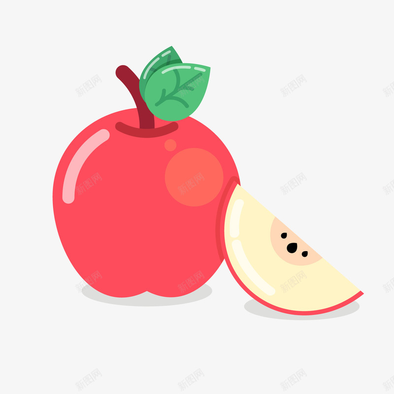 卡通红苹果png免抠素材_新图网 https://ixintu.com 切开的苹果 卡通水果 红色苹果 背景装饰 食物