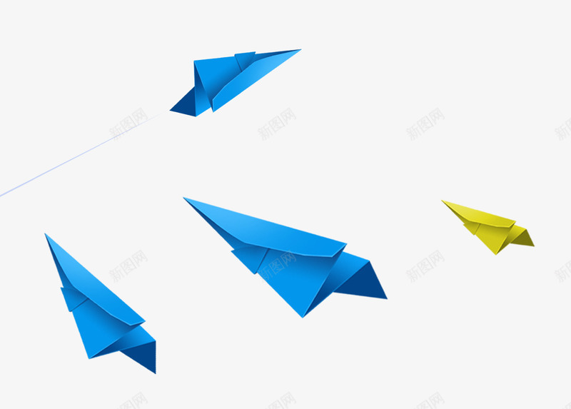 纸飞机飞png免抠素材_新图网 https://ixintu.com 折纸 纸飞机 蓝 装饰