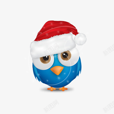 戴圣诞帽的小鸟png免抠素材_新图网 https://ixintu.com 可爱 戴圣诞帽的小鸟 蓝色的小鸟